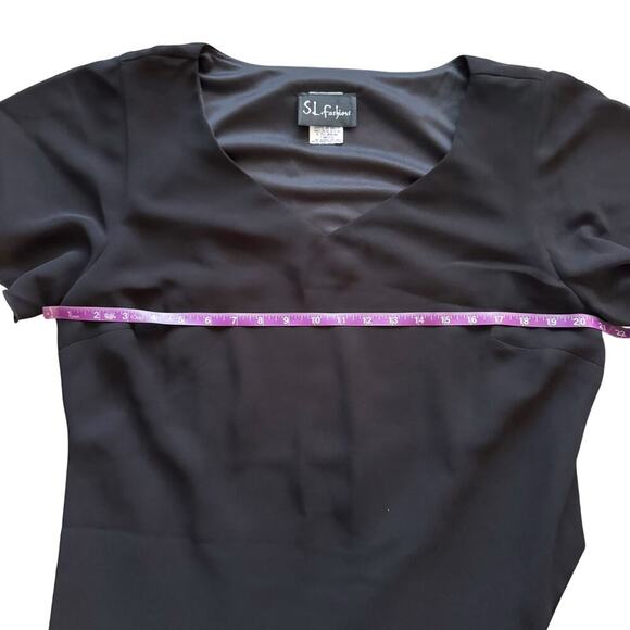 VTG S.L. Fashions Vintage Dress women's Sz 14 16W Black Y2K Vamp Witchy Midi NWT - Picture 7 of 12